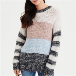 Women's Size XS American Eagle Wool Blend Sweater Colorblock Stripe Jegging Fit